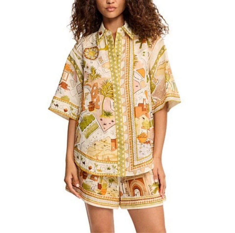 ZARA New Linen Casual Shirt and Shorts Set